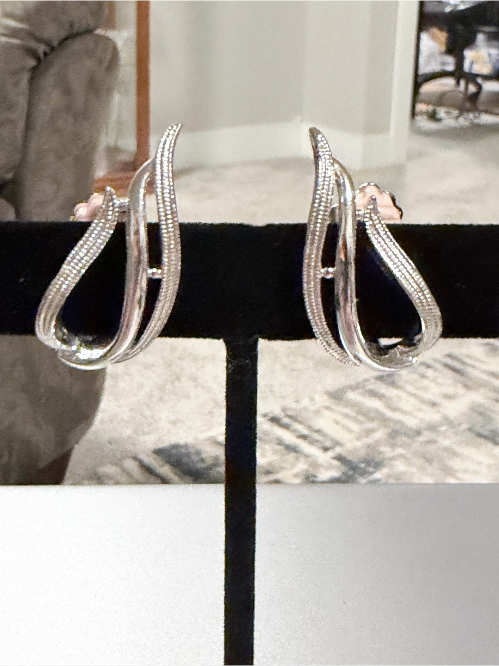 Sarah Coventry Silver Twisted Loop Earrings